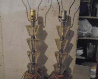 pair of crystal lamps