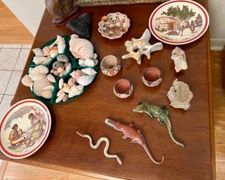 Shells, fossils, pottery