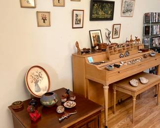 Front room with rocks, fossils, art, etc