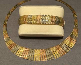 Vintage 14k tri color gold necklace and bracelet