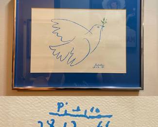  Vintage 1961 Framed Picasso Dove of Peace