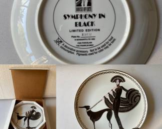 House of Erte Symphony in Black Ltd Edition x3511 Fine Porcelain Franklin Mint Collectors Plate