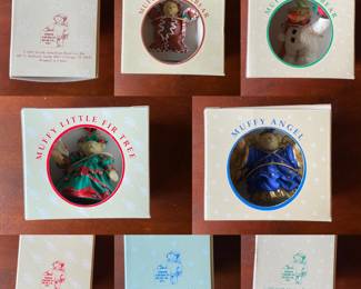 1992 North American Bear Co. Ornaments 
Muffy Gingerbear, Muffy Snowbear, Muffy Little Fir Tree, Muffy Angel