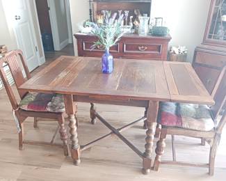 Antique wooden table and chairs