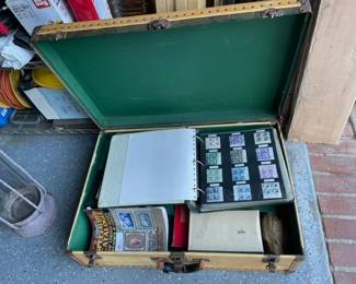 Antique Steamer Trunk Full of Old Stamps Many Organized in Binders