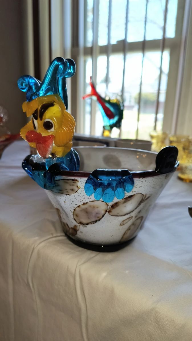Venetian Murano Glss Clown Candy Bowl