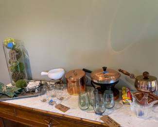 Copper Fondue, Ice Bucket and other kitchenware