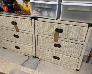 Ivory Wicker Chests