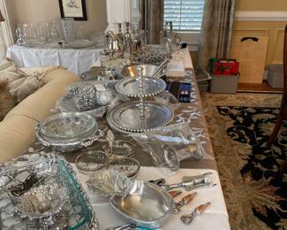 More Entertaining pieces to include plated silver platters and Arthur Court. 