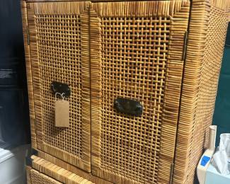 Wicker Cabinets with Metal Hinges and Pulls