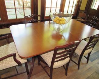 Mahogany dining table with Chippendale chairs