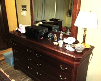 Modern 'American Crew' dresser with beveled mirror