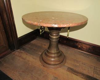 Bronze base marble top table