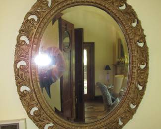 Antique oval beveled mirror