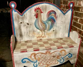 Wooden Rooster Chest
