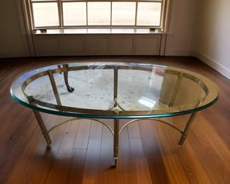 HEAVY Oval Glass Top Cocktail Table $150 or bid #22