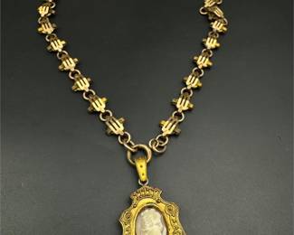 Victorian cameo locket necklace