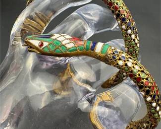 Rare Art Deco Snake Bracelet, Germany Enamel