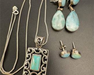 Sterling silver laminar earrings / necklace