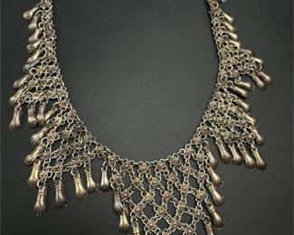 Vintage unusual sterling hand necklace