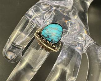 Vintage sterling turquoise native ring size 6