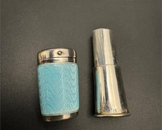 Sterling silver enamel box and cigar filter
