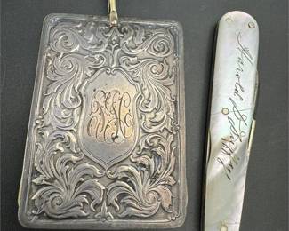 Antique note pad and pocket knife