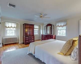 Three piece cherry bedroom set  king size mattress 
