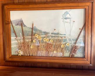 Wood Framed Floral Art Piece