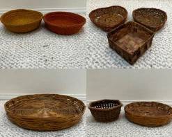 Eight Assorted Low Wicker Baskets