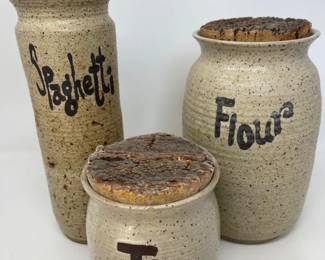 Three 1970’s Vintage Kitchen Pottery Jars