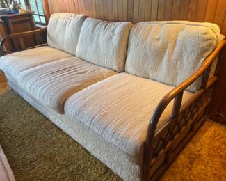 Vintage Rattan Three-Seater Sleeper Couch