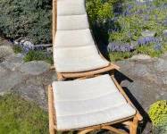 Vintage Rattan Sloped Chair and Ottoman