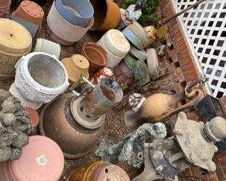 Variety of Planters, Garden Statues, Urns, and Yard Art