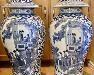 Large Blue and White Asian Jars $350 Each