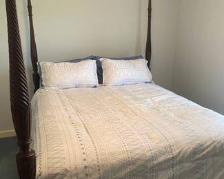 Queen Bed with Mattresses and Bedding