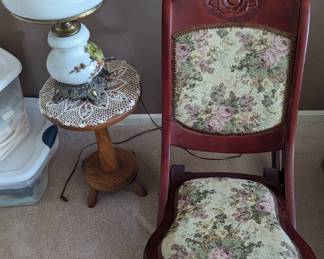 One of several lamps, small tables and rocking chair 