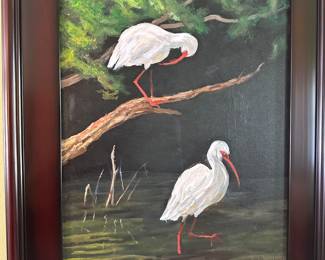Painting of water birds