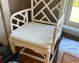 Painted white bamboo chair