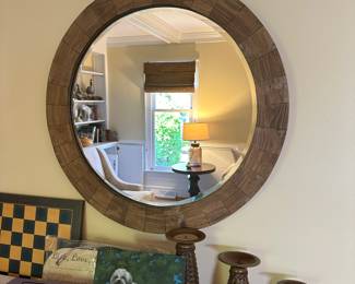 Round wood mirror