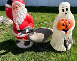 Santa and a ghost carrying a pumpkin and... anybody want a CHRISMAS GOOSE!!!!