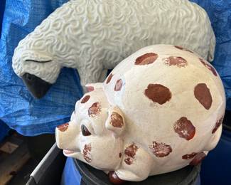 Yard art the lamb actually could be in the yard or a bank or both at the same time!! And don’t forget about “this little piggy went to the market” yard art.