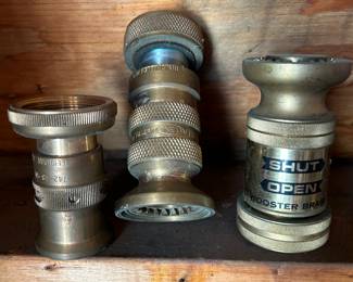 3 brass fire Hose nozzles,