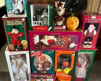 a sampling of Christmas and Halloween animated and nonanimated items