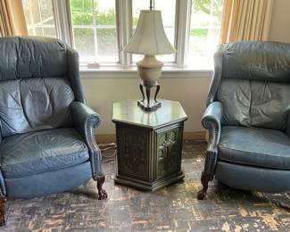 Bradington Young blue leather reclining chairs