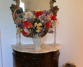 Antique side table with marble top