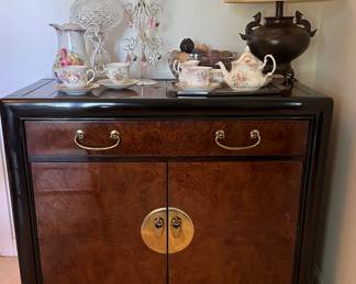 Black and brown buffet cabinet