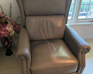 Blue-grey leather reclining chair