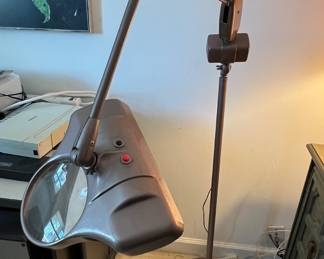 Vintage magnifying swing arm pole lamp