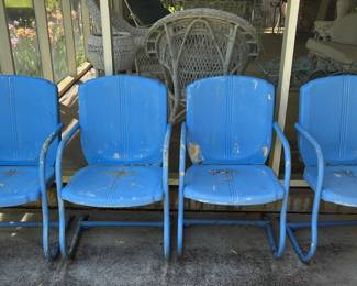 Vintage blue metal chairs